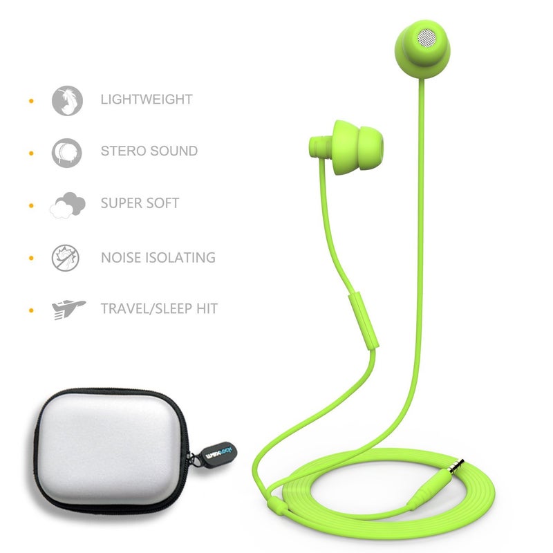 MAXROCK (TM Total Soft Silicon Headphones with Mic Sleep Travel Choice for Cellphones Tablets and 3.5mm Jack (Green) - Image 4